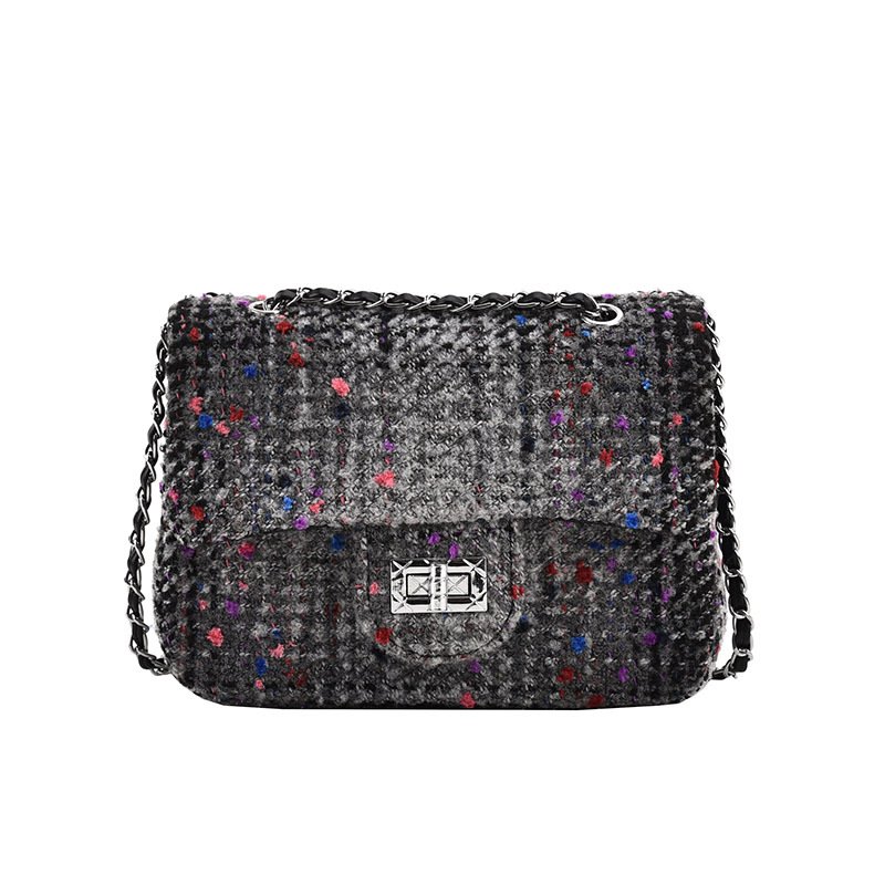 画像3: tweed chain shoulder strap tote shoulder bag  ツイードチェーンショルダーストラップトートショルダーバッグ (3)