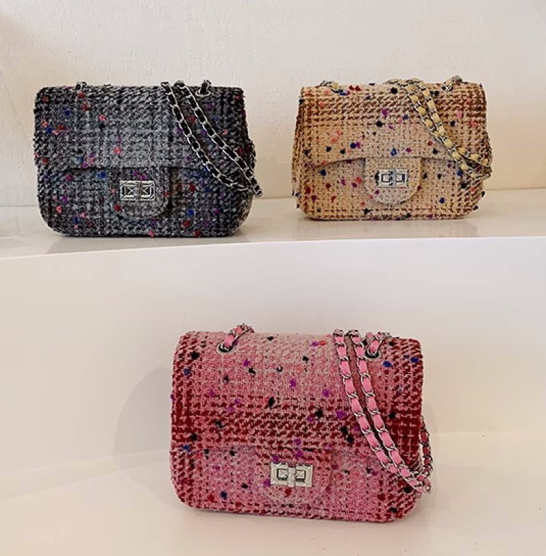 画像7: tweed chain shoulder strap tote shoulder bag  ツイードチェーンショルダーストラップトートショルダーバッグ (7)