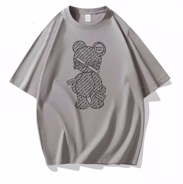 画像1: alphabet logo bear Short Sleeve T-shirt   　ユニセックス男女兼用アルファベットロゴベアプリント 半袖Tシャツ (1)