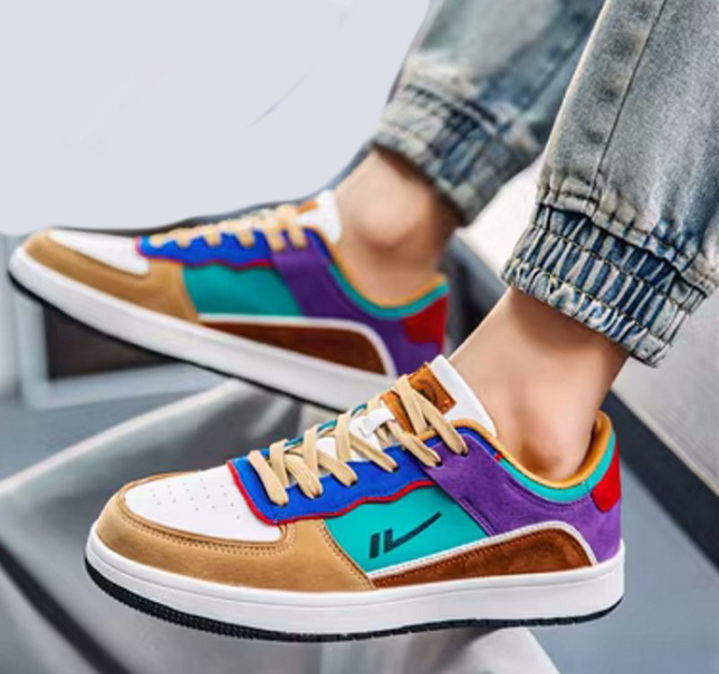 画像5: Colorful Color & White Leather Lace-Up Sneakers shoes  男女兼用 ユニセックスカラフルカラー&ホワイトレザーレースアップスニーカー (5)