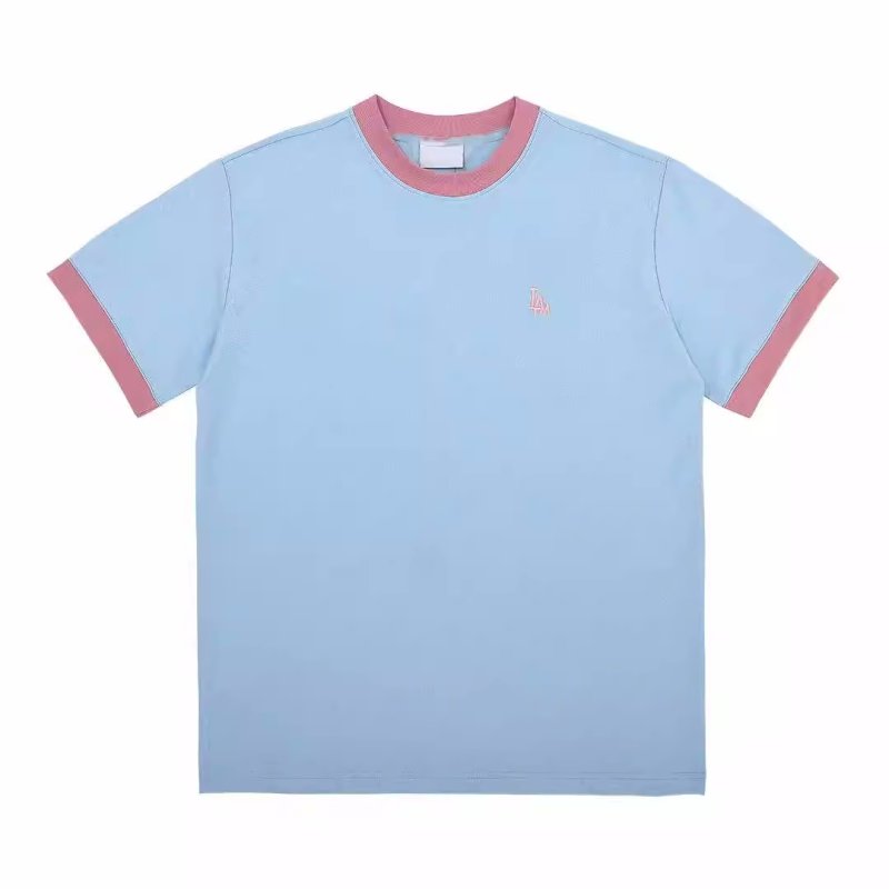 画像1: MLB color contrast stitching embroidery small label NY Short Sleeve T-shirt   　ユニセックス男女兼用MLBカラーコントラストステッチ刺繍 半袖Tシャツ (1)