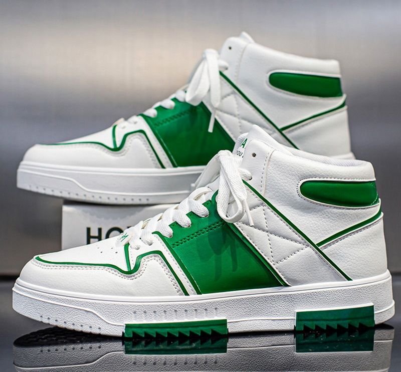 画像5: Bicolor leather high cut high top lace-up sneakers shoes  男女兼用 ユニセックスハイカットハイトップレザーバイカラーレースアップスニーカー (5)