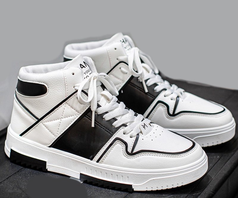 画像3: Bicolor leather high cut high top lace-up sneakers shoes  男女兼用 ユニセックスハイカットハイトップレザーバイカラーレースアップスニーカー (3)