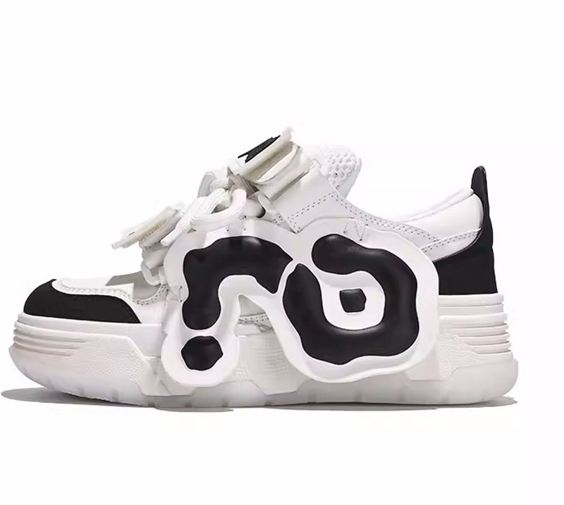 画像4:  Velcro thick-soled bread platform  lace-up sneakers ベルクロ厚底プラットホームレースアップスニーカー (4)