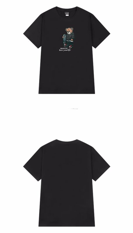 画像4: skateboard bear Short Sleeve T-shirt    ユニセックス男女兼用スケートボードベア熊プリント半袖Tシャツ (4)