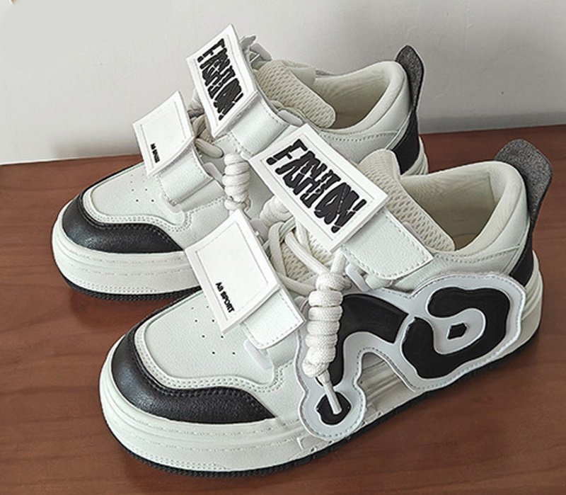 画像7:  Velcro thick-soled bread platform  lace-up sneakers ベルクロ厚底プラットホームレースアップスニーカー (7)