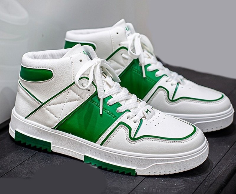 画像4: Bicolor leather high cut high top lace-up sneakers shoes  男女兼用 ユニセックスハイカットハイトップレザーバイカラーレースアップスニーカー (4)