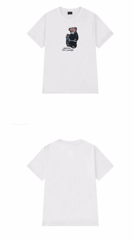 画像3: skateboard bear Short Sleeve T-shirt    ユニセックス男女兼用スケートボードベア熊プリント半袖Tシャツ (3)