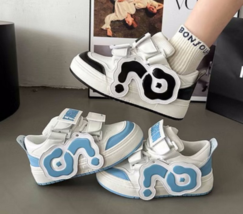 画像6:  Velcro thick-soled bread platform  lace-up sneakers ベルクロ厚底プラットホームレースアップスニーカー (6)