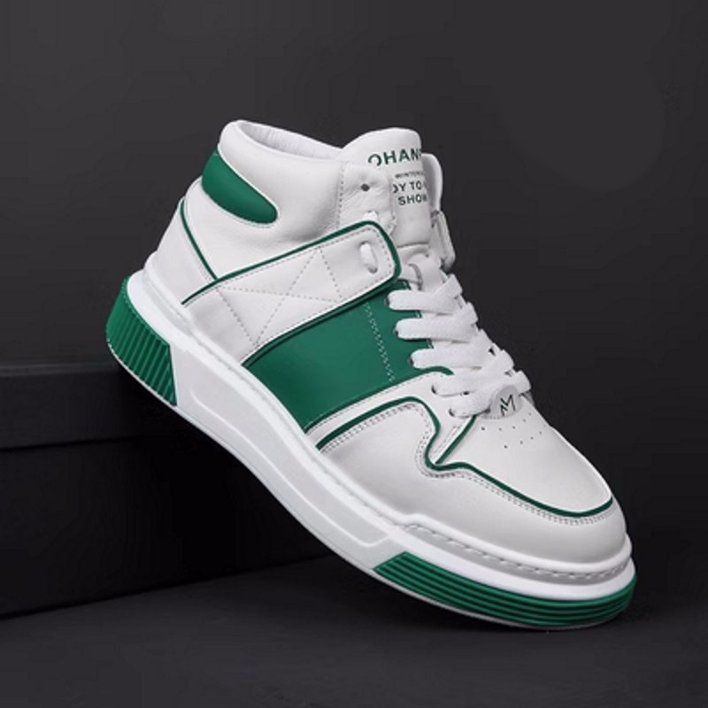 画像2: Bicolor leather high cut high top lace-up sneakers shoes  男女兼用 ユニセックスハイカットハイトップレザーバイカラーレースアップスニーカー (2)