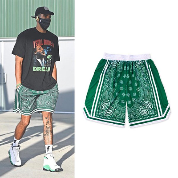 画像1: 23 Paisley bandana pattern Half Pants Colorful Basket Shorts ユニセックス男女兼用 ペイズリーバンダナ柄 カラフル バスケットボール ハーフパンツ ショートパンツ  (1)