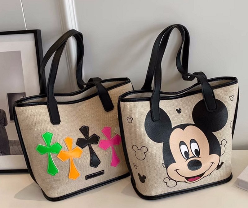 画像3: Mickey Mouse & Cross Motif tote shoulder bag ミッキーマウス&クロスモチーフ トートショルダーバッグ (3)