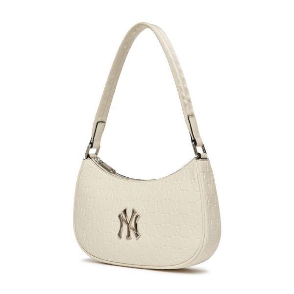 画像1: MLB Korea Classic monogram HoboBag armpit bag Tote shoulder Bag MLB NY y2k ニューヨークヤンキース  クラシック モノグラム エンボス ホーボー バッグ  アームピトショルダートートバッグ (1)