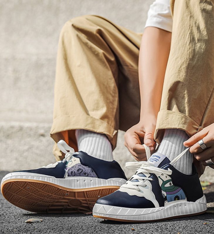 画像6: Alien print leather lace-up sneakers shoes　 男女兼用 ユニセックスエイリアンレザーレースアップスニーカー (6)