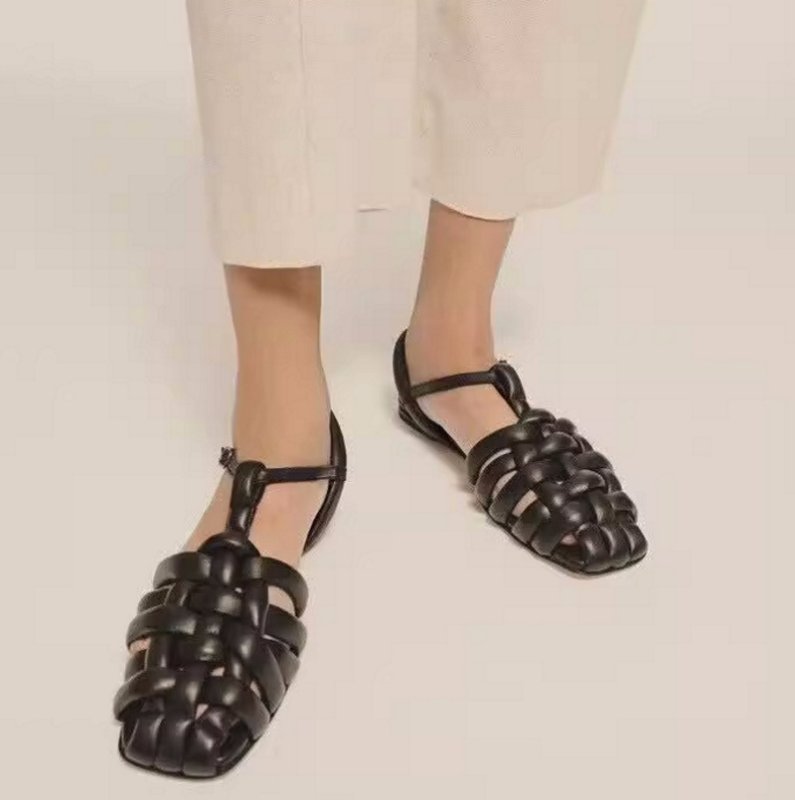 画像2: Real leather Woven Down Leather Paoto Cross Sandals 編み込み メッシュ ダウンレザーパオトウクロスサンダルサンダル (2)
