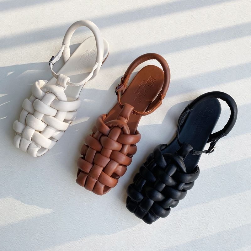 画像12: Real leather Woven Down Leather Paoto Cross Sandals 編み込み メッシュ ダウンレザーパオトウクロスサンダルサンダル (12)