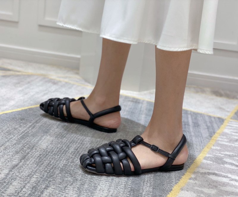 画像5: Real leather Woven Down Leather Paoto Cross Sandals 編み込み メッシュ ダウンレザーパオトウクロスサンダルサンダル (5)