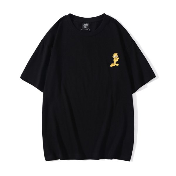 画像1: one point garfield Short Sleeve T-shirt   　ユニセックス男女兼用ワンポイントガーフィールドプリント半袖Tシャツ (1)