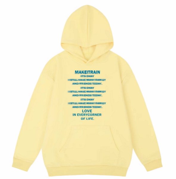 画像1: heavyweight yellow color pop print  hoody sweatshirt　ユニセックス男女兼用 ポッププリントフーディパーカースエットトレーナー  (1)