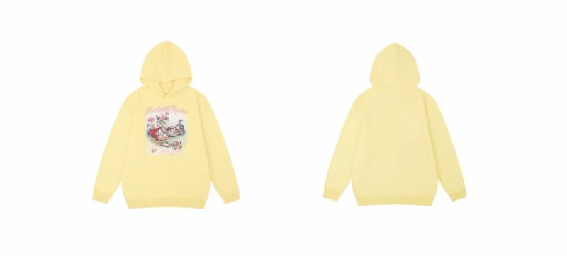 画像10: heavyweight yellow color pop print  hoody sweatshirt　ユニセックス男女兼用 ポッププリントフーディパーカースエットトレーナー  (10)