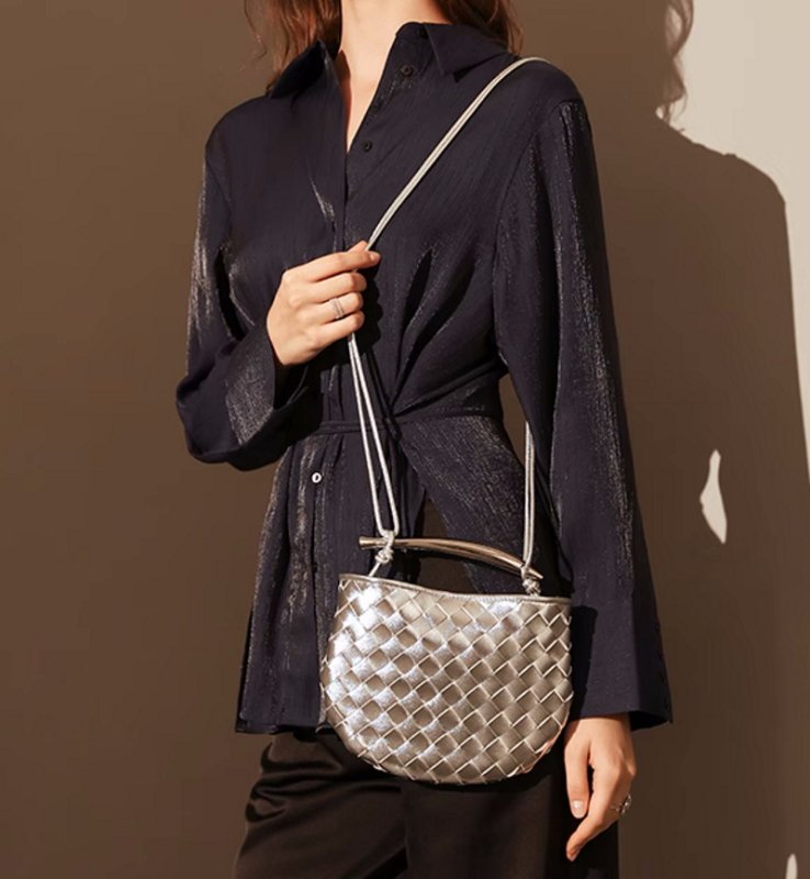 画像10: metal fittings steering wheel mesh knitting LEATHER MINI TOTE SHOULDER BAG 金具ハンドルメッシュ編み込み レザーミニトートショルダーバッグ (10)