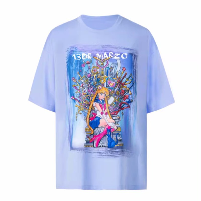 画像5: Oversized Sailor Moon half sleeve print T-shirt game of thrones 男女兼用ユニセックス セーラームーン プリント 5分袖Tシャツ  (5)