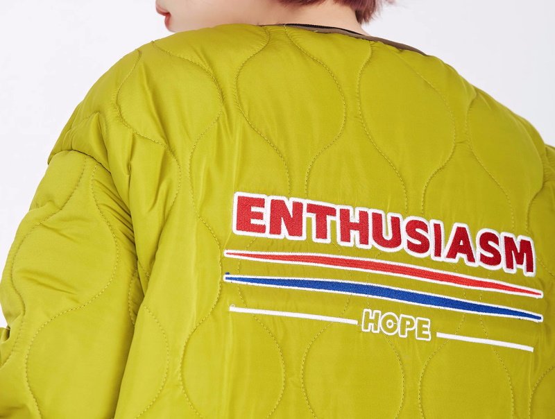 画像10: down quilted half jacket coat 　ユニセックス男女兼用レター刺繍キルティングダウン ハーフジャケット コート (10)