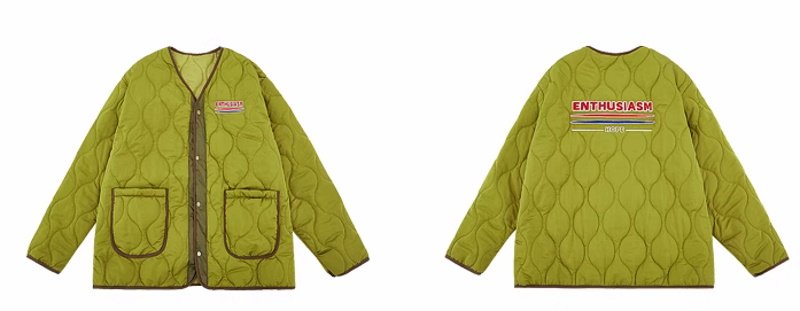 画像3: down quilted half jacket coat 　ユニセックス男女兼用レター刺繍キルティングダウン ハーフジャケット コート (3)