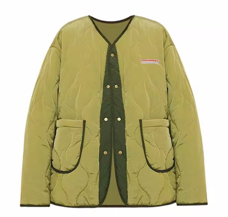 画像8: down quilted half jacket coat 　ユニセックス男女兼用レター刺繍キルティングダウン ハーフジャケット コート (8)