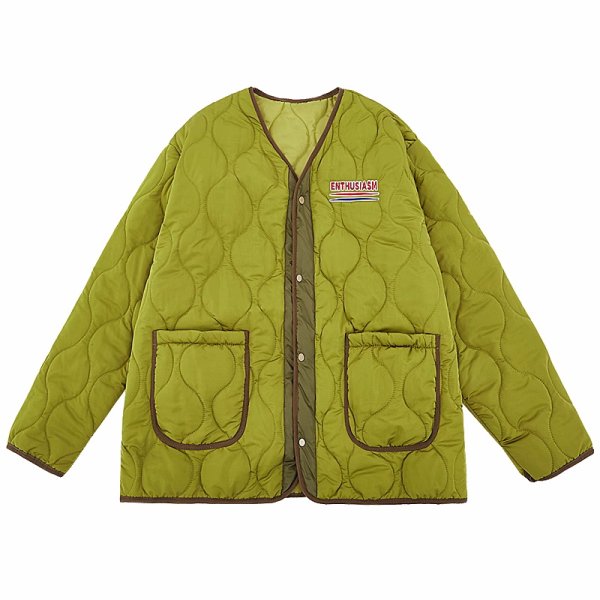 画像1: down quilted half jacket coat 　ユニセックス男女兼用レター刺繍キルティングダウン ハーフジャケット コート (1)