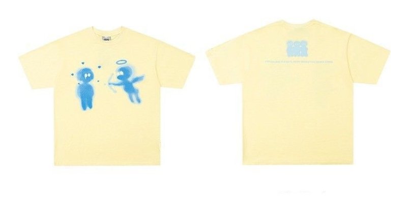 画像7: SALE セール  cupid angel print Short Sleeve T-shirt    ユニセックス男女兼用キューピット天使エンジェルプリントプリント半袖Tシャツ (7)