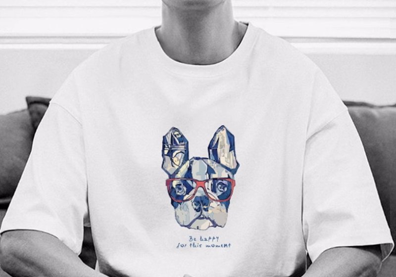 画像5: glasses dog print Short Sleeve T-shirt    ユニセックス男女兼用メガネグラスドッグプリント半袖Tシャツ (5)