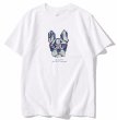 画像1: glasses dog print Short Sleeve T-shirt   　ユニセックス男女兼用メガネグラスドッグプリント半袖Tシャツ (1)