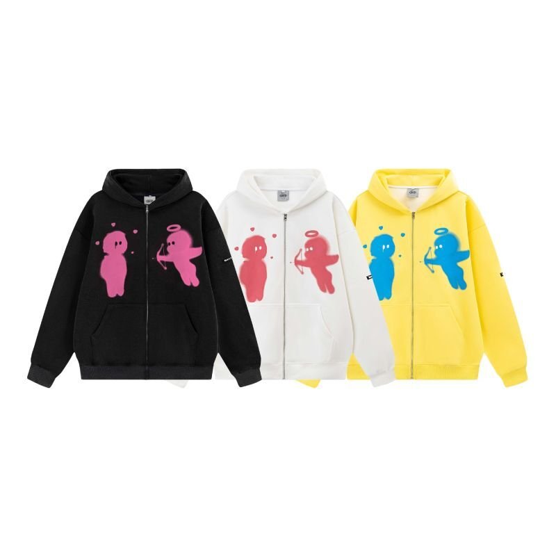 画像7: cupid angel print hoodie sweatshirt　ユニセックス男女兼用 キューピット天使プリントフーディパーカースエットトレーナー  (7)
