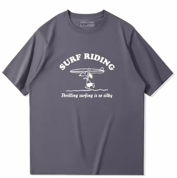 画像1: surfer snoopy print Short Sleeve T-shirt   　ユニセックス男女兼用サーファースヌーピープリント半袖Tシャツ (1)