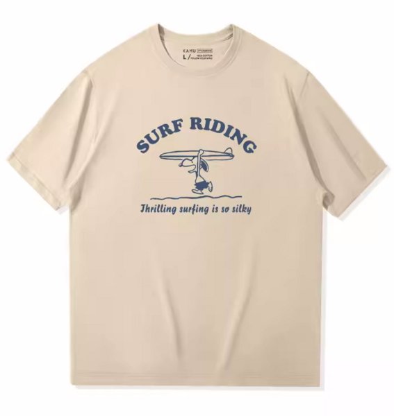 画像1: surfer snoopy print Short Sleeve T-shirt   　即納ユニセックス男女兼用サーファースヌーピープリント半袖Tシャツ (1)
