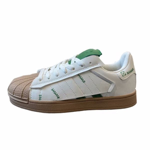 画像1: shell head stitchleather lace-up sneakers shoes　 男女兼用 ユニセックスレザーシェルヘッドステッチレースアップスニーカー (1)