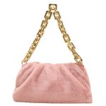 画像4: fur tote one shoulder underarm bag shoulder tote bag　 ファーアンダーアームチェーンハンドルトートショルダーショッピングバッグ (4)