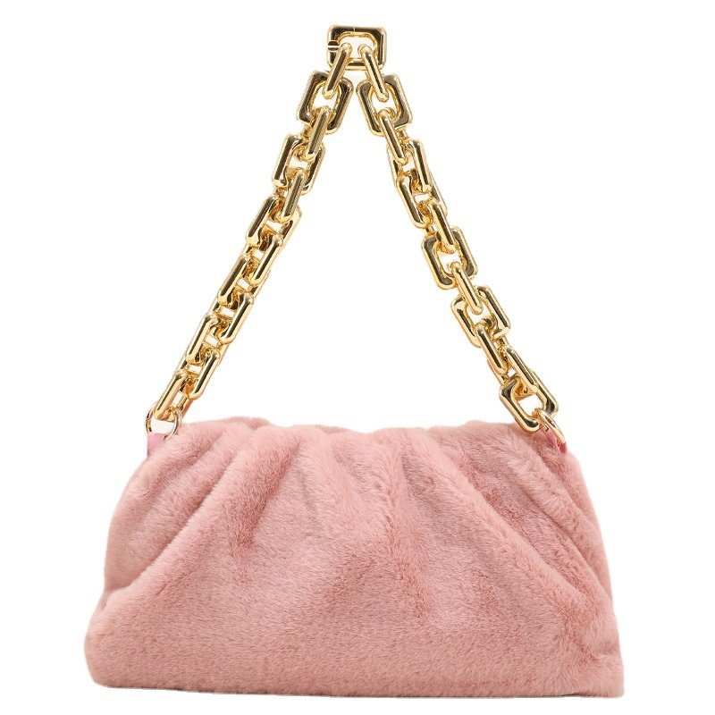 画像4: fur tote one shoulder underarm bag shoulder tote bag  ファーアンダーアームチェーンハンドルトートショルダーショッピングバッグ (4)