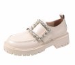 画像2: women's Platform Patent Leather Crystal loafer slip on  厚底プラットホームパテントレザースリッポンフラットパンプスシューズ (2)