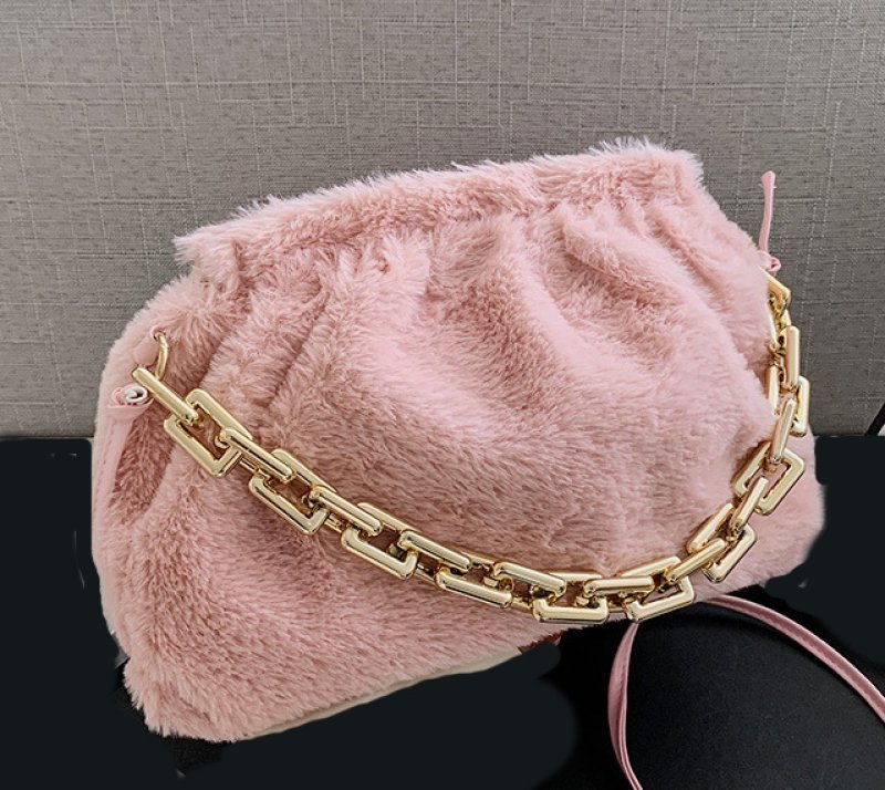 画像5: fur tote one shoulder underarm bag shoulder tote bag  ファーアンダーアームチェーンハンドルトートショルダーショッピングバッグ (5)