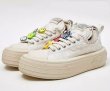 画像1: Thick bottom damage style character canvas lace-up sneakers　ダメージ風キャラクターキャンバス厚底プラットホームレースアップスニーカー (1)