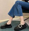画像4: women's Platform Patent Leather Crystal loafer slip on  厚底プラットホームパテントレザースリッポンフラットパンプスシューズ (4)