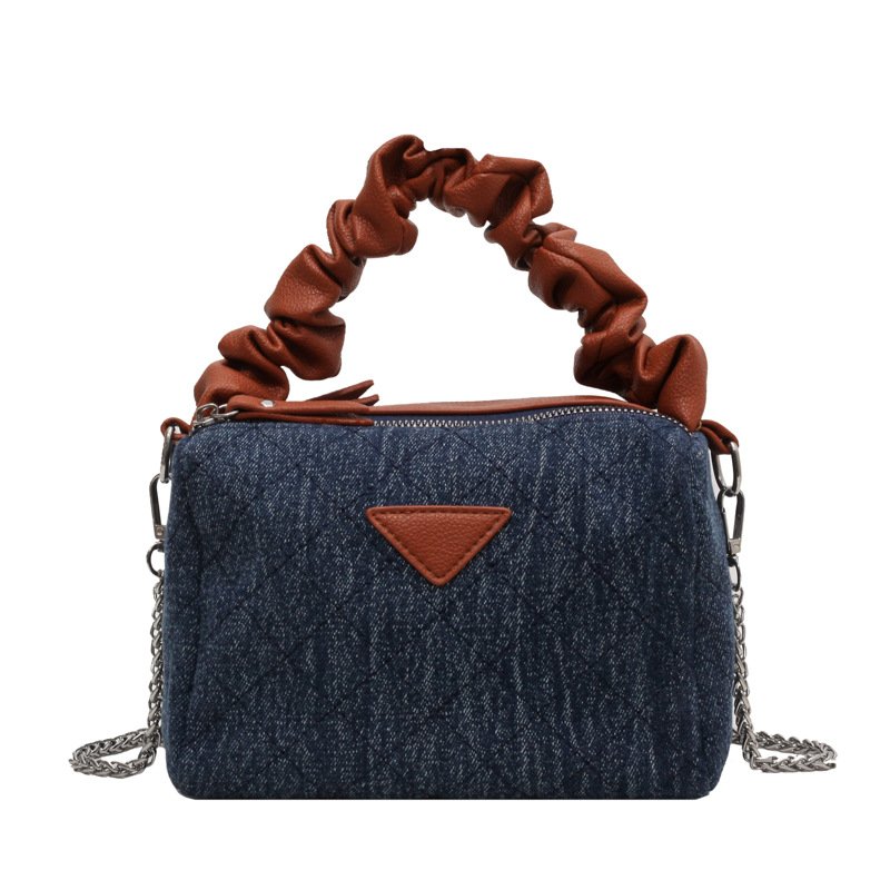 画像10: denim quilted gather handle under arm bag tote shoulder bag デニムキルティングギャザーハンドル アンダーアームバッグトートショルダーバッグ (10)