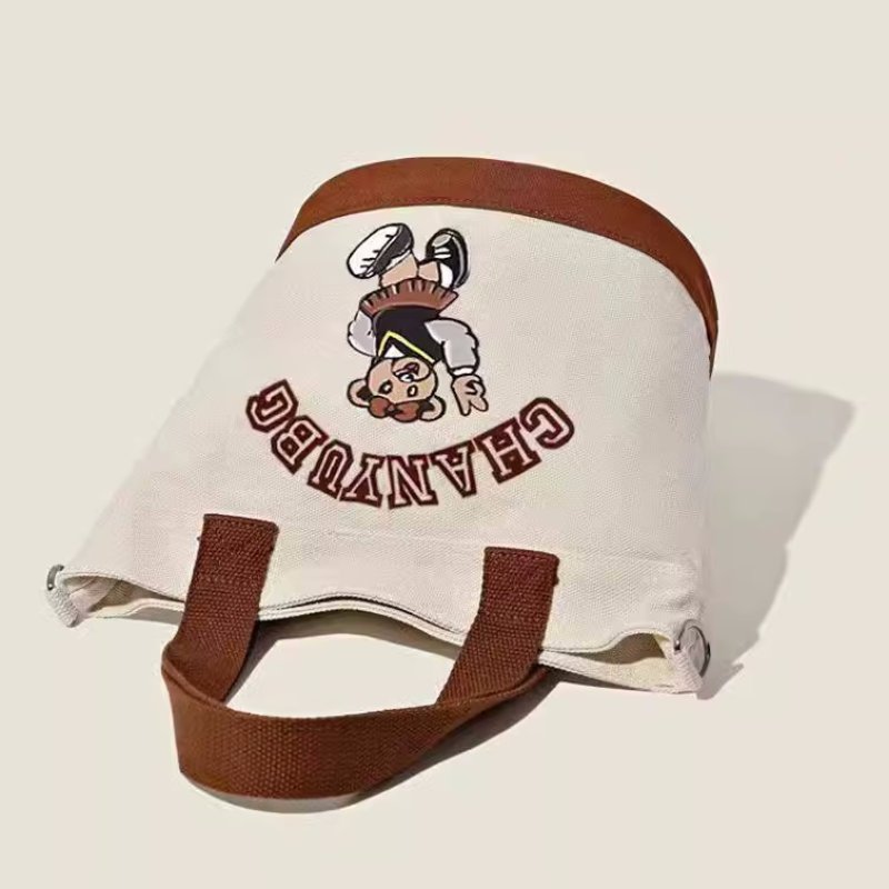 画像3: Girl Bear Canvas Tote Shoulder Bag ガール少女ベアキャンバストートショルダーバッグ (3)