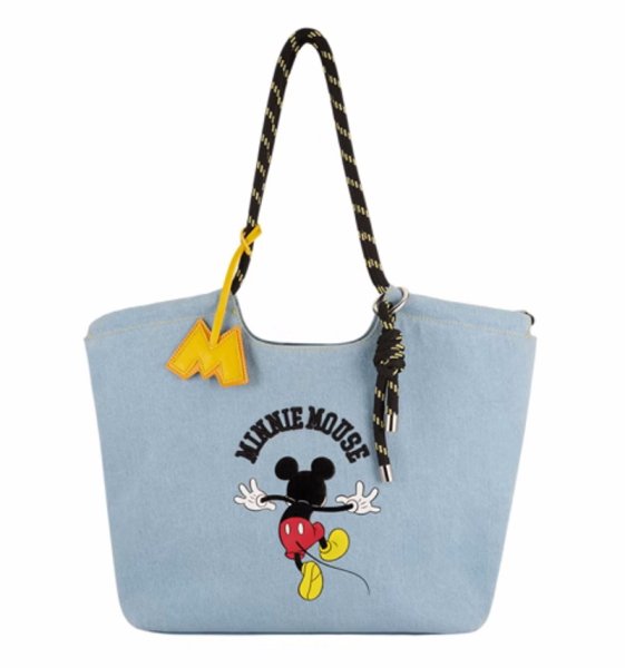 画像1: Mickey Mouse Print Denim Shoulder Tote Bag　ミッキーマウスプリントデニムトートショルダーバッグ (1)