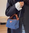 画像7: denim quilted gather handle under arm bag tote shoulder bag デニムキルティングギャザーハンドル アンダーアームバッグトートショルダーバッグ (7)