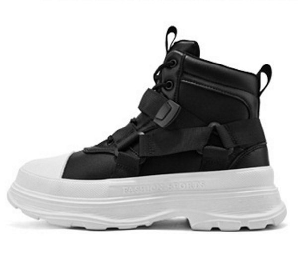 画像1: LEATHER HIGH CUT VELCRO SNEAKER BOOTS shoes　 男女兼用 ユニセックスレザーベルクロハイカットハイトップスニーカーブーツレザーレースアップスニーカー (1)