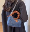 画像6: denim quilted gather handle under arm bag tote shoulder bag デニムキルティングギャザーハンドル アンダーアームバッグトートショルダーバッグ (6)