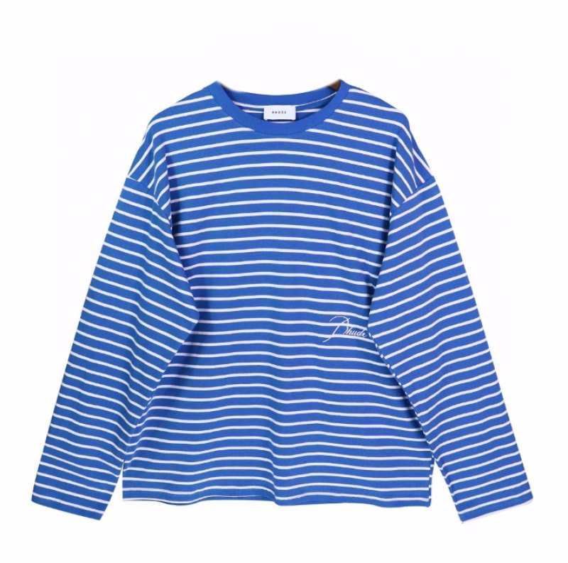 画像2: Rhude logo Striped long Sleeve T-shirt    ユニセックス男女兼用Rhudeロゴ入りボーダーストライプ長袖Tシャツ (2)